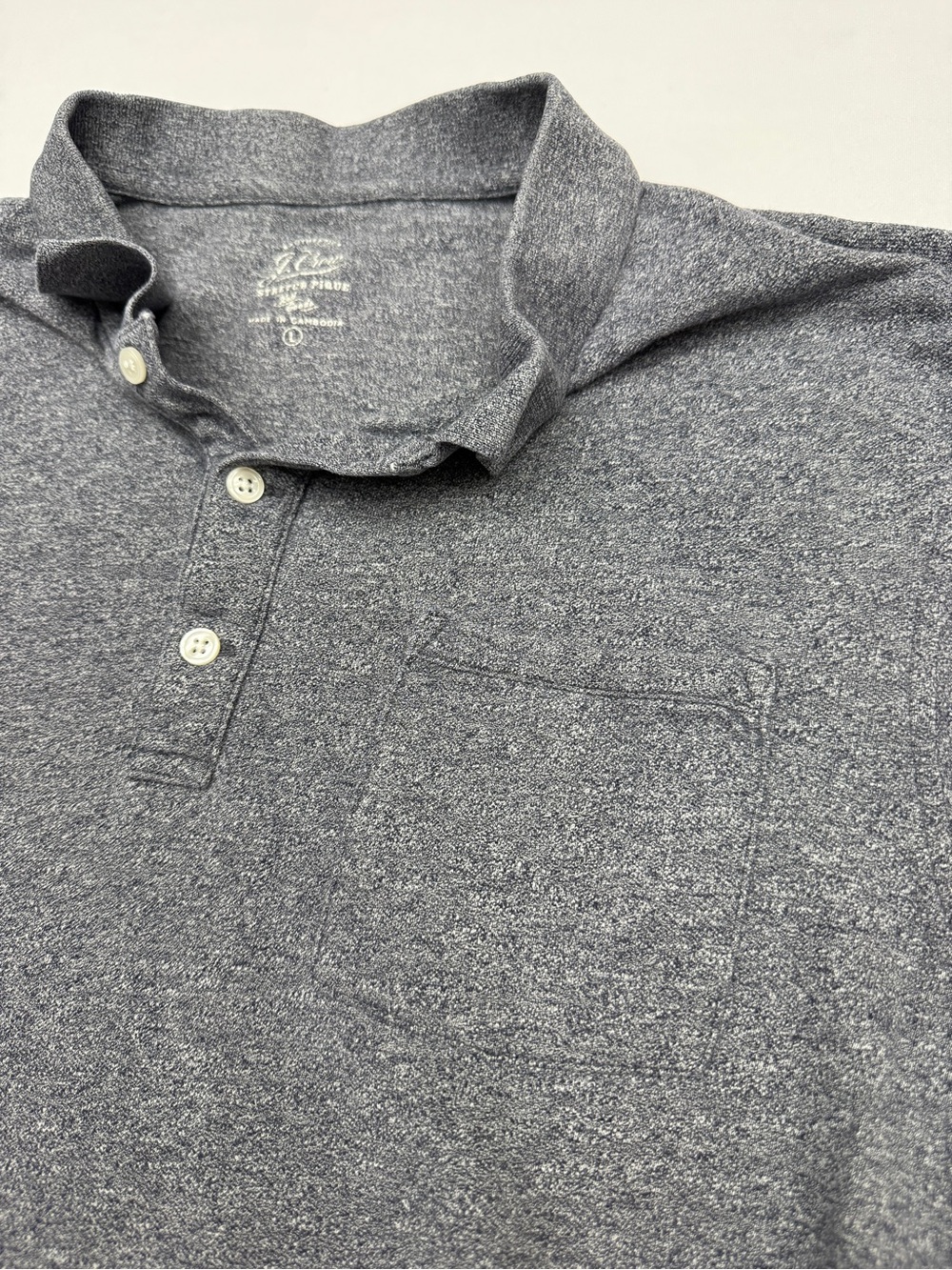 J. Crew Re-Imagined Stretch Pique Pocket Polo Shirt Gray